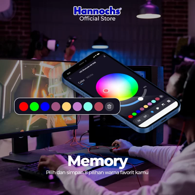 Smart Bulb Hannochs LED Bluetooth 9Watt RGB - Gambar 5