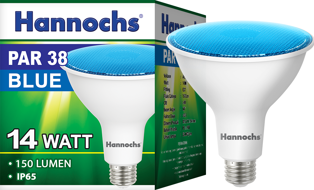 Hannochs LED PAR 38 14 watt Cahaya Biru
