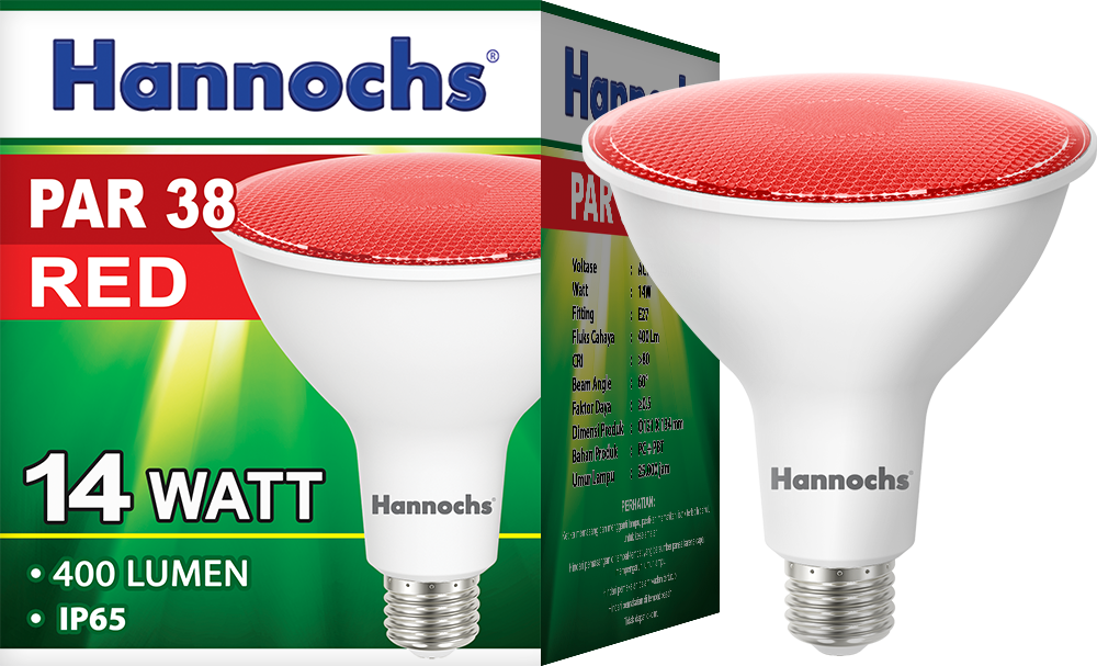 Hannochs LED PAR 38 14 watt Cahaya Merah